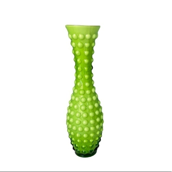 STUNNING Art Glass Green Hobnail Detail Hourglass Vase Japanese Possibly Tajima - Picture 1 of 11